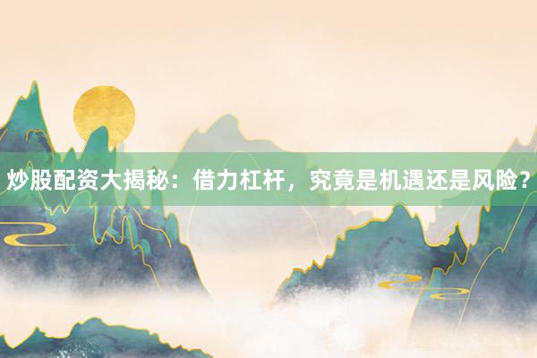 炒股配资大揭秘：借力杠杆，究竟是机遇还是风险？