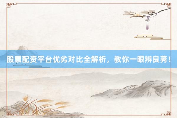 股票配资平台优劣对比全解析，教你一眼辨良莠！