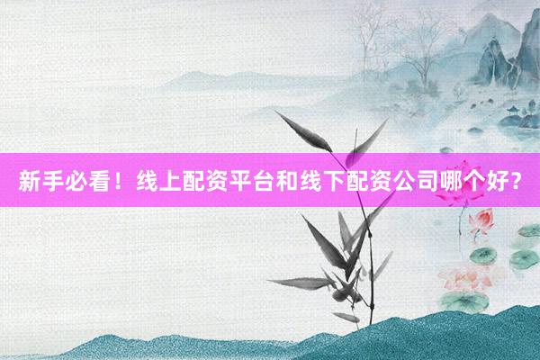 新手必看！线上配资平台和线下配资公司哪个好？