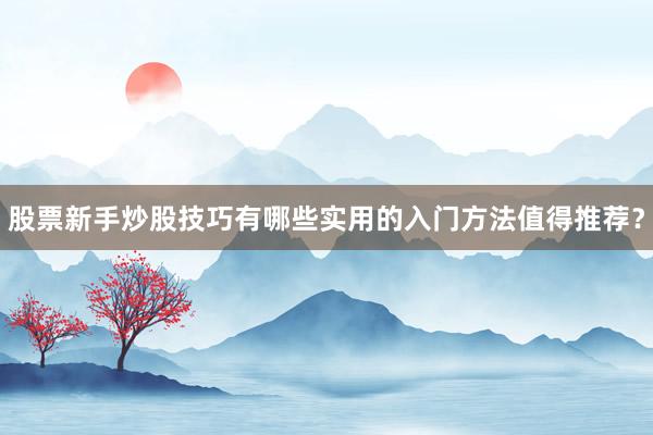股票新手炒股技巧有哪些实用的入门方法值得推荐?