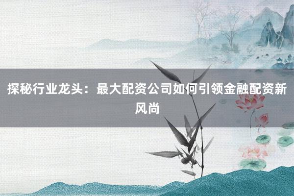 探秘行业龙头：最大配资公司如何引领金融配资新风尚