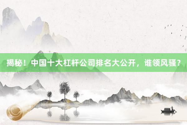 揭秘！中国十大杠杆公司排名大公开，谁领风骚？