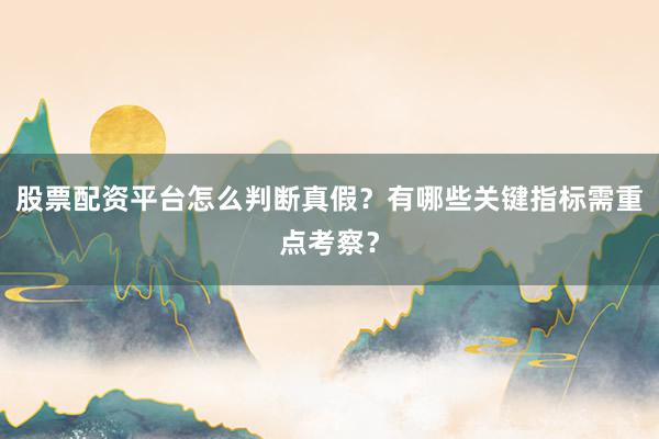 股票配资平台怎么判断真假?有哪些关键指标需重点考察?