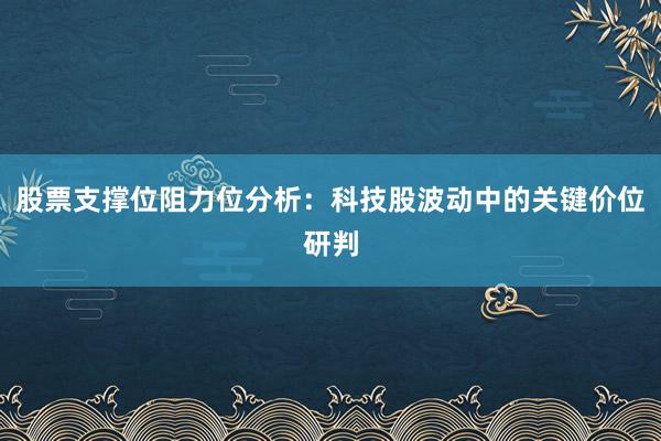 股票支撑位阻力位分析：科技股波动中的关键价位研判