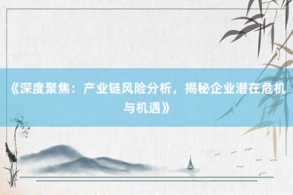 《深度聚焦：产业链风险分析，揭秘企业潜在危机与机遇》