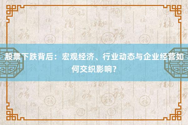 股票下跌背后：宏观经济、行业动态与企业经营如何交织影响？