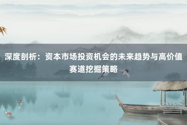 深度剖析：资本市场投资机会的未来趋势与高价值赛道挖掘策略