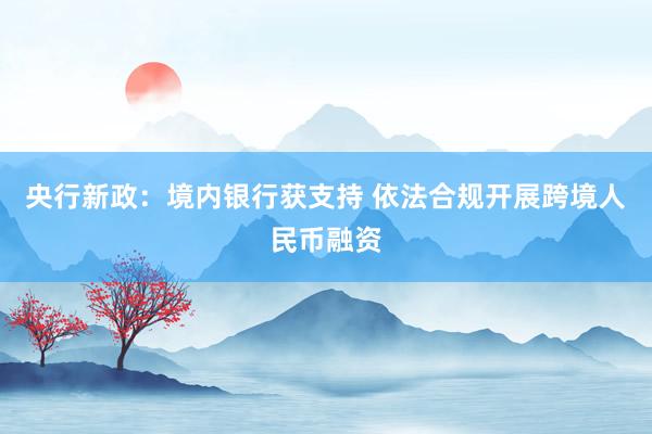 央行新政：境内银行获支持 依法合规开展跨境人民币融资